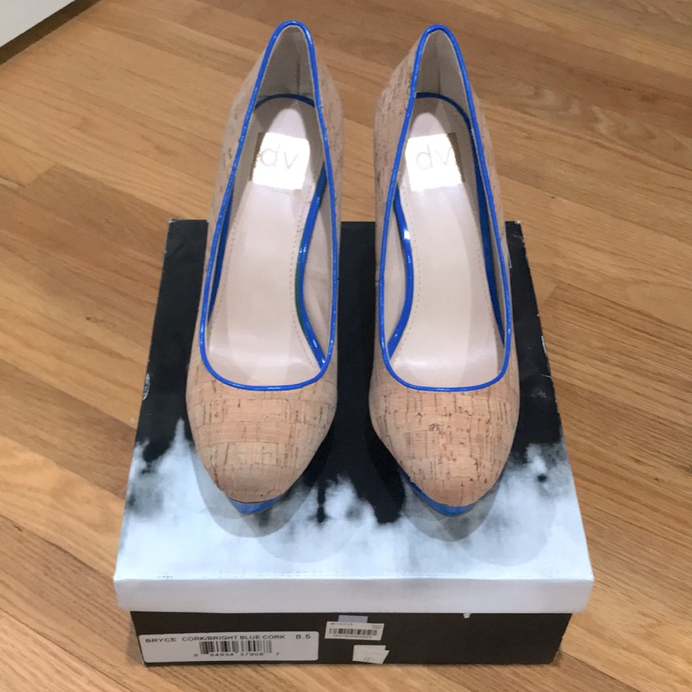 New - Dolce Vita Bright Blue Cork Heels Size 8.5
